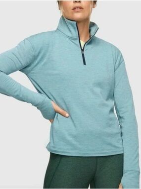 Outdoor Voices Hiking Outdoor Base Layer Quarter Zip Teal Fleece Pullover